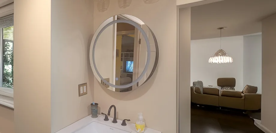26″x26″ LED Iron Black Powder Coating Black Frame Mirror Cabinet